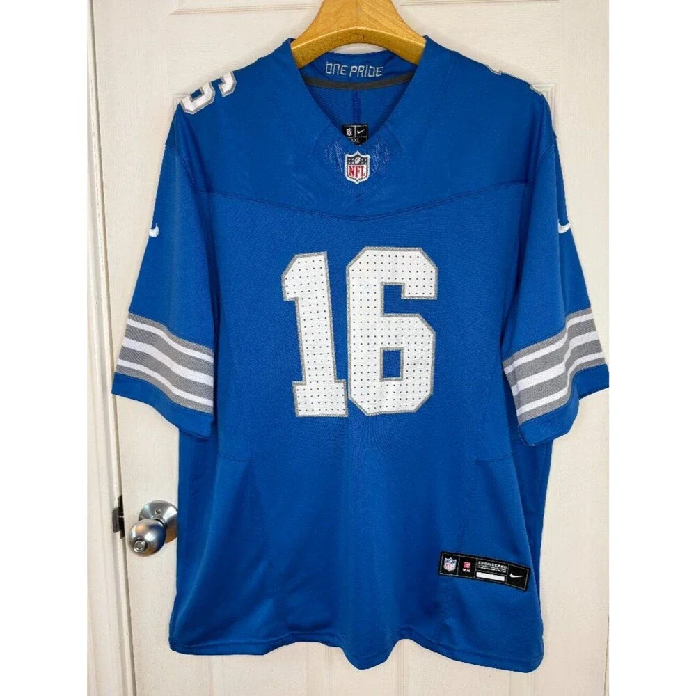 Jared Goff Detroit Lions #16 Nike Vapor FUSE Jersey Blue Gray White Size XXL
